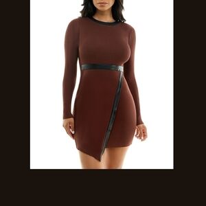 BCX Chic BROWN Long Sleeve Mini Dress